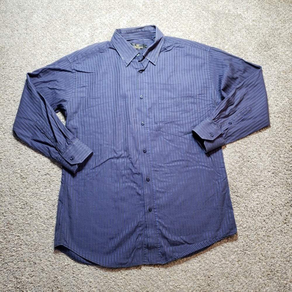 Bugatchi Shirt Mens Large Blue Button Up Long Sleeve Dress Casual - Picture 1 of 9